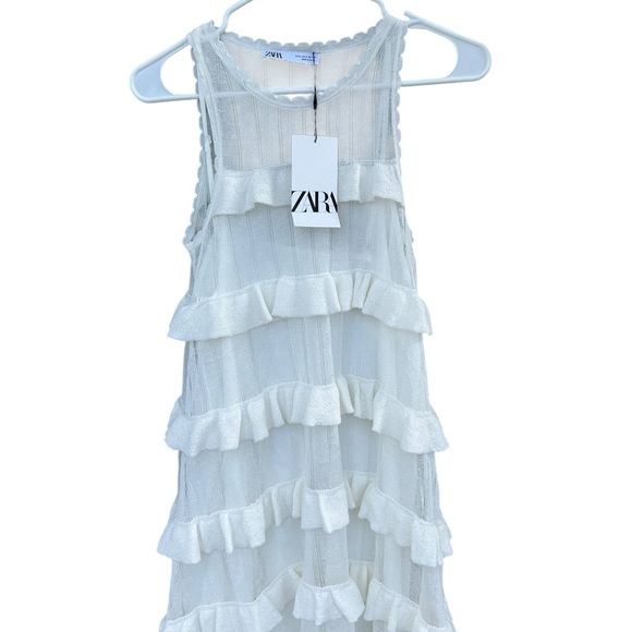 NWT Zara Limited Edition Stylish Ruffle Dress - Size Small - White - Picture 9 of 13